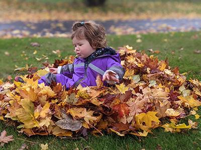 Hope playing in leaves